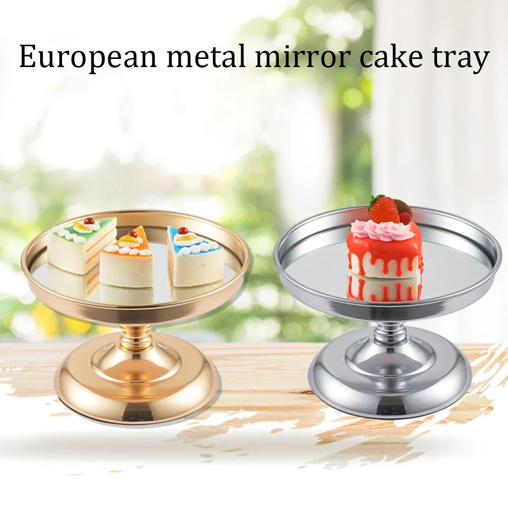 

Mirror Cake Stand Dessert Cupcake Pedestal Display Round Plate Wedding Party Table Decorative Fruits Pastry Holder Rack
