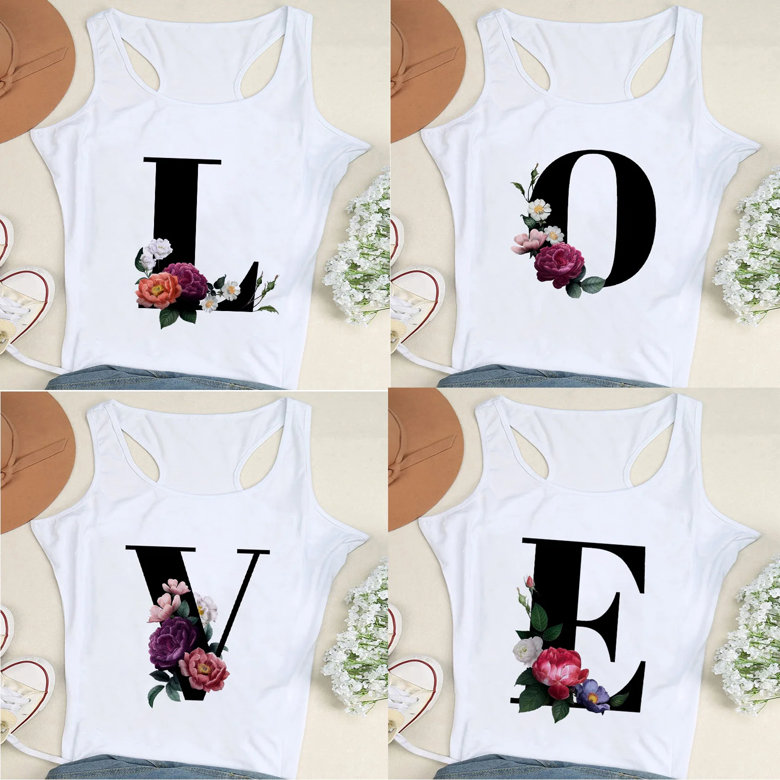 Майка женская с надписью Love пикантная модная Милая рубашка без рукавов