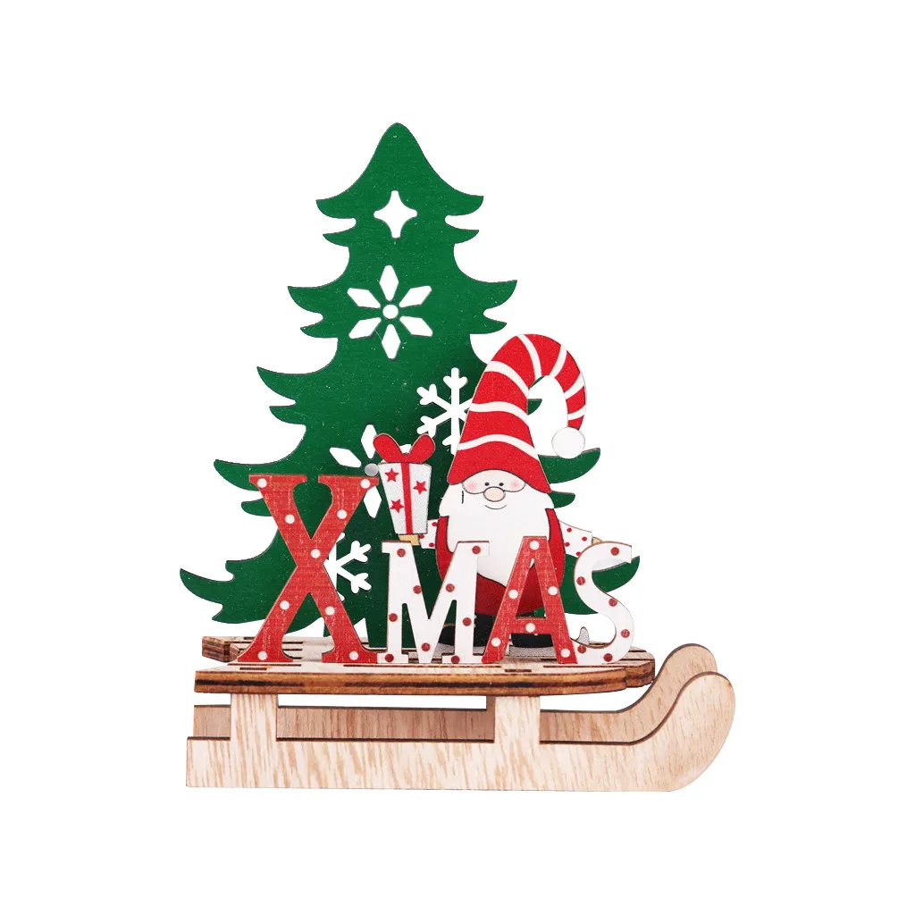 

COMPUDA Christmas Decoration Wooden DIY Sleigh Ornaments Creative Combination Decoration