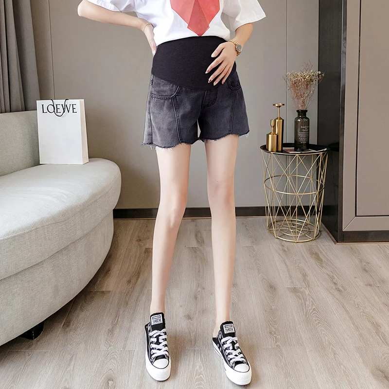 

815# Summer Stylish Denim Maternity Shorts Casual Straight Short Jeans Clothes for Pregnant Women Elastic Waist Belly Pregnancy