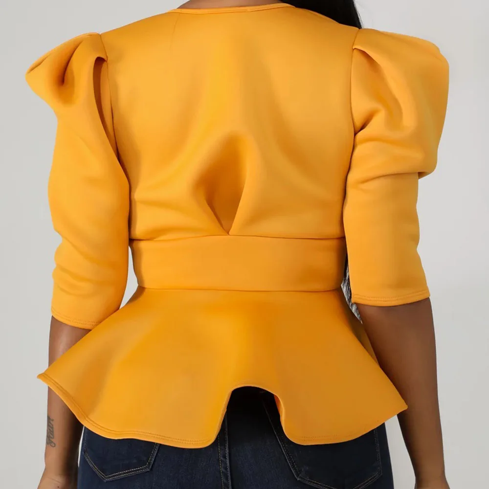 Сексуальная Блузка с рюшами женская мода африканская Повседневная офисная белая