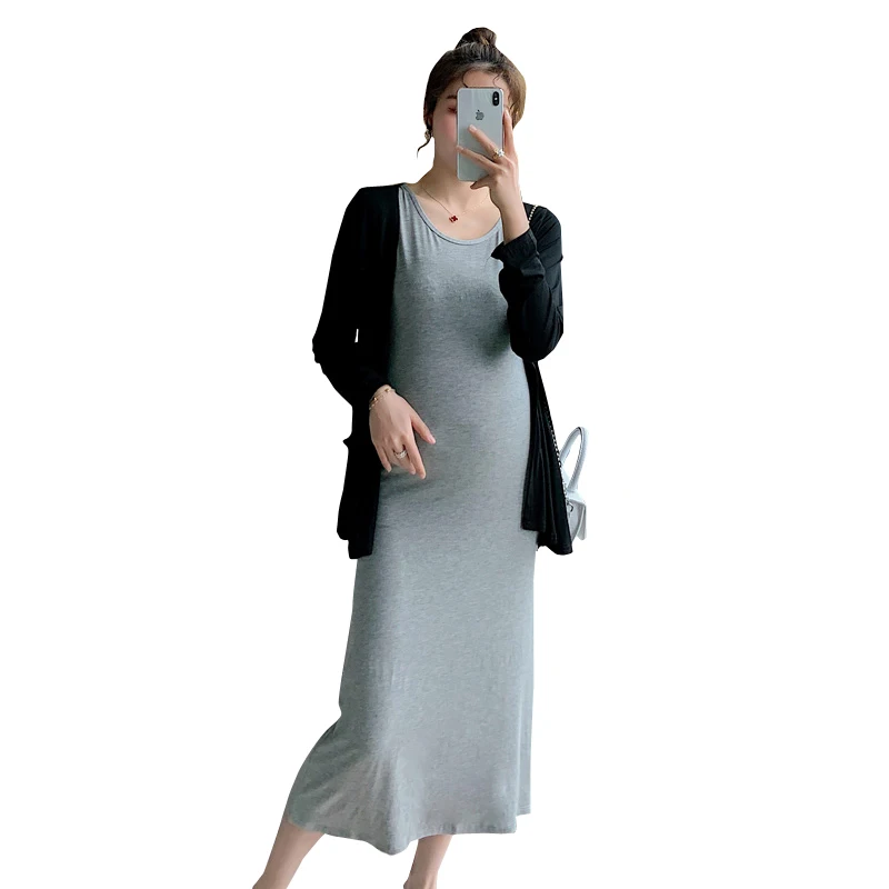 

Pregnancy Clothes Spring Autumn New Modal Bottoming Dress Pregnant Suit Fashion Two-piece Maternity Vest
