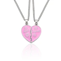 trendy puzzle heart necklace best friends necklaces for women colorful drop oil metal chain bff necklaces bff pendant