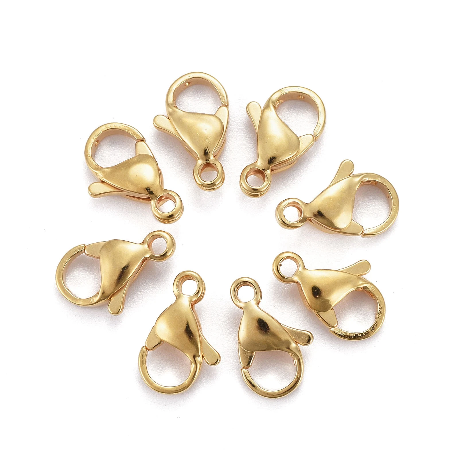 

100 pcs 304 Stainless Steel Real 24K Gold Plated Lobster Claw Parrot Trigger Clasps DIY Crafts Necklace Jewelry Making Findings