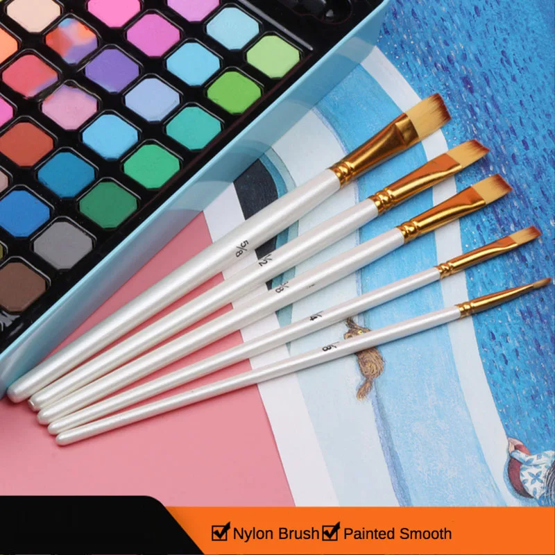 Nylon Hair Round/flat Head/oblique Front /fan/hazel-shaped Paint Brush Short Rod Watercolor Gouache Oil Brush