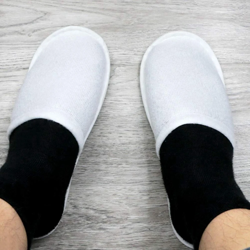 

20 Pairs Disposable White Hotel Slippers for Guests, Closed Toe Slippers Fit for Women and Men