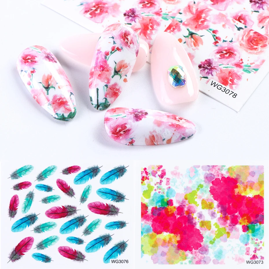 21 шт. переводная вода наклейка s дизайн ногтей смешанный цветок Полное