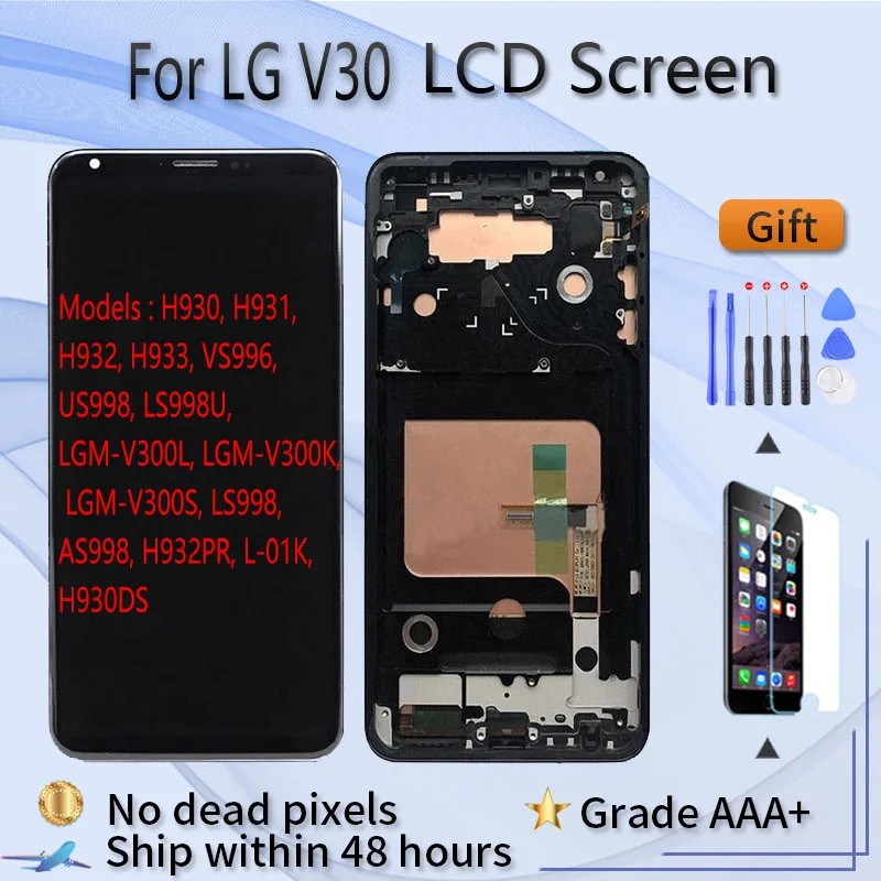 

Для LG V30 H930 H931 H932 H933 VS996 US998 LS998U LGM-V300L V300K V300S AS998 ЖК-дисплей сенсорный экран в сборе с передним чехол Сенсорное стекло