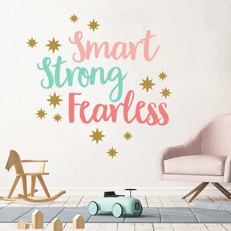 

Smart/Strong/Fearless Inspirational Wall Sticker Multicolor English Language Bedroom Decorations Decals Wallpaper Stickers