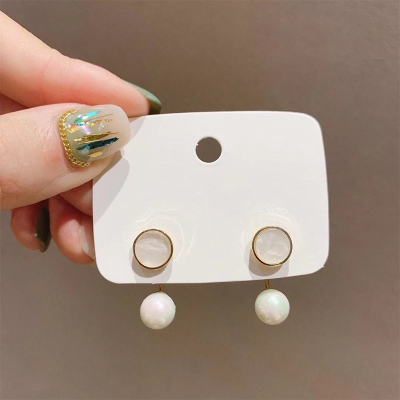2 шт./компл. модные серьги для женщин Простой Жемчуг геометрический принт круглый