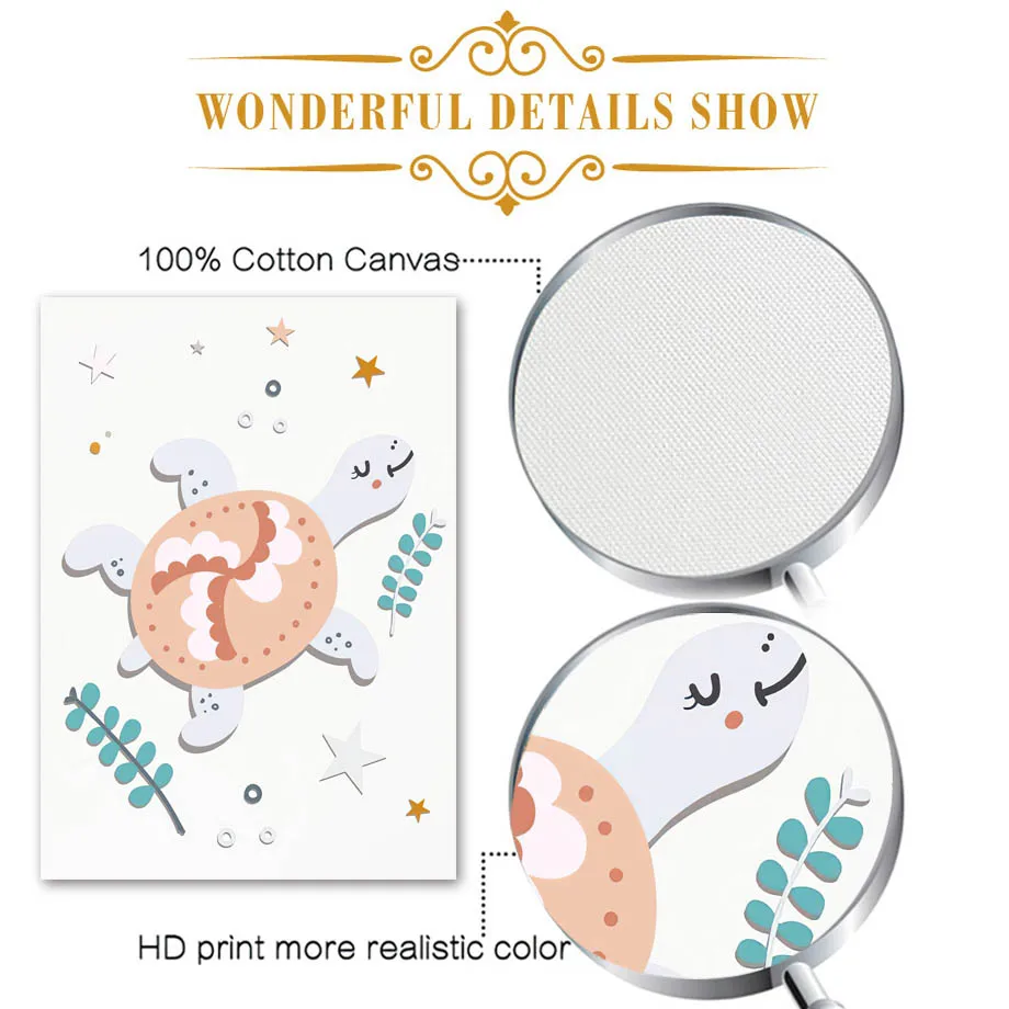 Настенная картина розовое море живопись черепаха дельфин морская лошадь