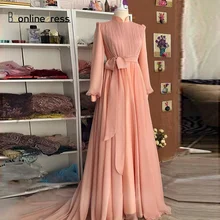 Robe de soirée en mousseline de soie pour femmes, Caftan de bal marocain, tenue de soirée musulmane, arabe, dubaï, rose Blush  (4)
