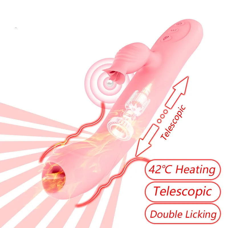 Нагревающийся Телескопический язычок с двойной головкой фаллоимитатор вибратор