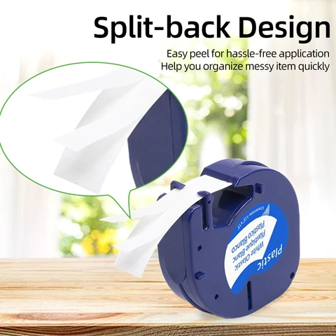 1 шт., пластмассовая лента 91201, 91200, 12 мм, черно-белая, совместимая с DYMO leretroag, LT 91331, LT91201, 12267, 18769, 18771, LT-100H, LT-100T