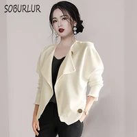 soburlur chic womens blouses long sleeve korean fashion white shirts crop tops ol formal elegant tunics female clothes 2021 new