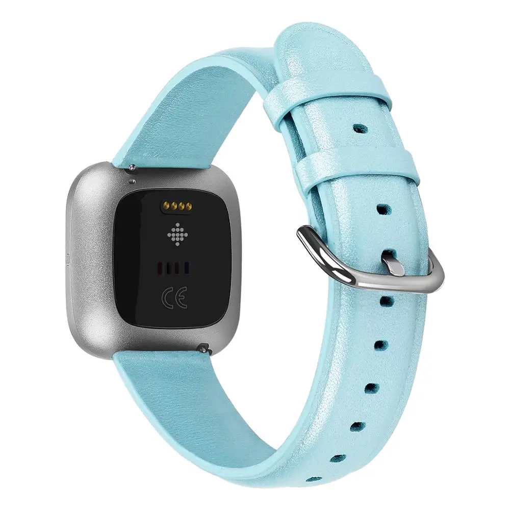 Синий Премиум пота кожаный ремешок Замена для Fitbit Versa/versa 2 Смарт часы браслет ремешок - Цвет: Синий