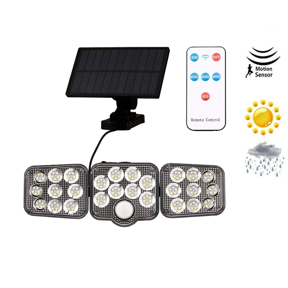

138 led seperable remote 3 Modes Solar Wall Light PIR Motion Sensor Outdoor Waterproof Garden Solar Power Street Path Lamp cable