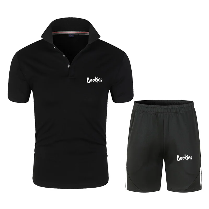 

Short Sleeved POLO Shirt Men's Sports Suit Loose Fashion Casual Short Sleeved Shorts 2021 Summer New a Set M-3XL Out Side Length