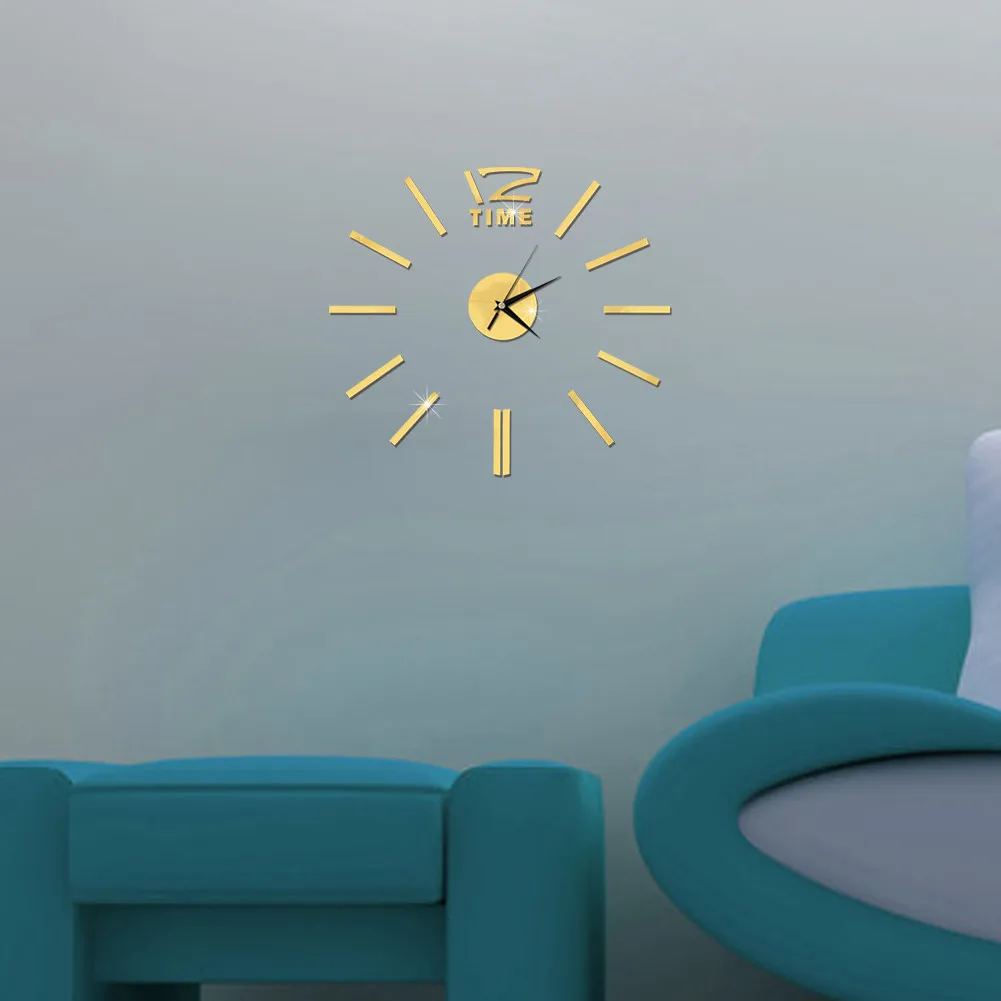 Новые настенные часы современный дизайн сделай сам аналоговая 3D зеркальная - Фото №1
