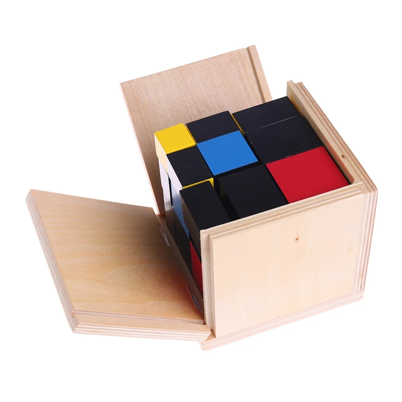 

Free Shipping Early Learning Educational Toys Montessori Wooden Trinomial Cube for Toddlers