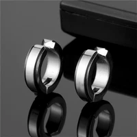 simple stainless steel black round ear cuff for women men party jewelry statement clip on earrings earcuff punk circle earring