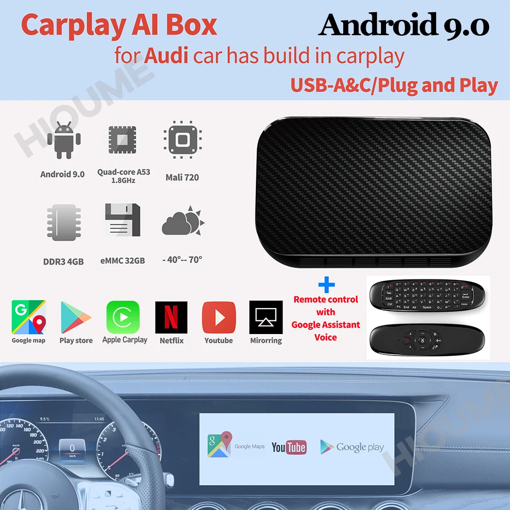 Универсальный Автомобильный мультимедийный плеер Apple CarPlay Android 9 0 4 + 32 ГБ GPS Youtube