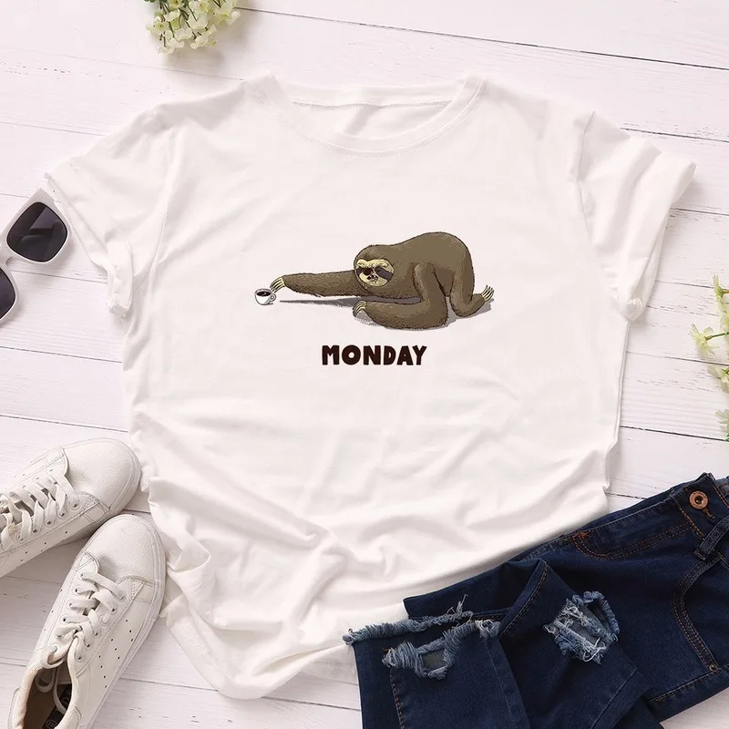 Летняя футболка для девочек из хлопка размера плюс с коротким рукавом Забавный