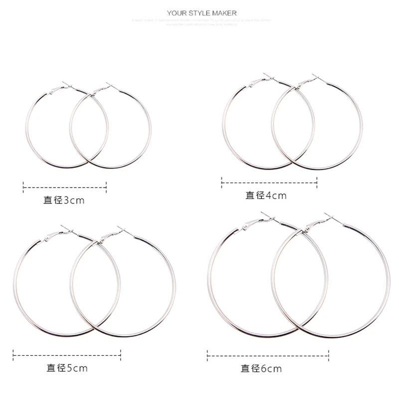 

2021 Earrings for women fashion pop earrings hoops pendientes de aro 3/4/5/6 CM jewelry gifts for women Party pendientes
