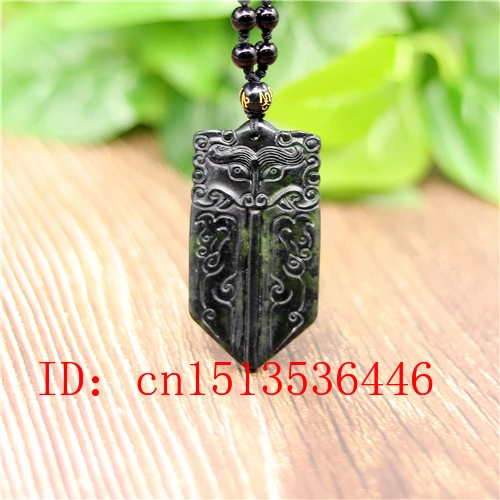 Резной китайский черный зеленый Нефритовый дракон кулон натуральный бисер