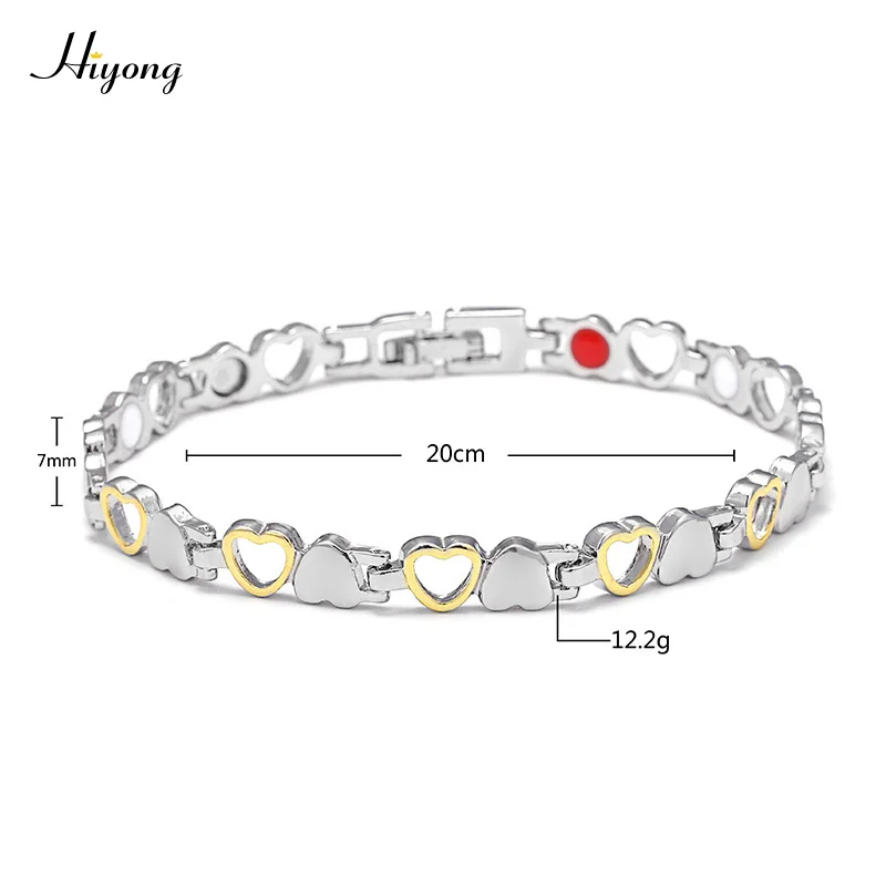 Женский браслет 3 в 1 магнитный из титановой стали с турмалиновым сердечком