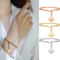 women custom love bracelets round link rolo in heart engraved name letter belcher chains bracelet jewelry mom bridesmaid gift