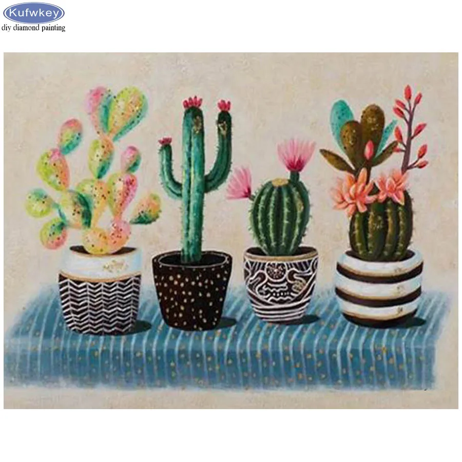 Скандинавский горшечный растение кактус 5d Diy алмазная живопись вышивка