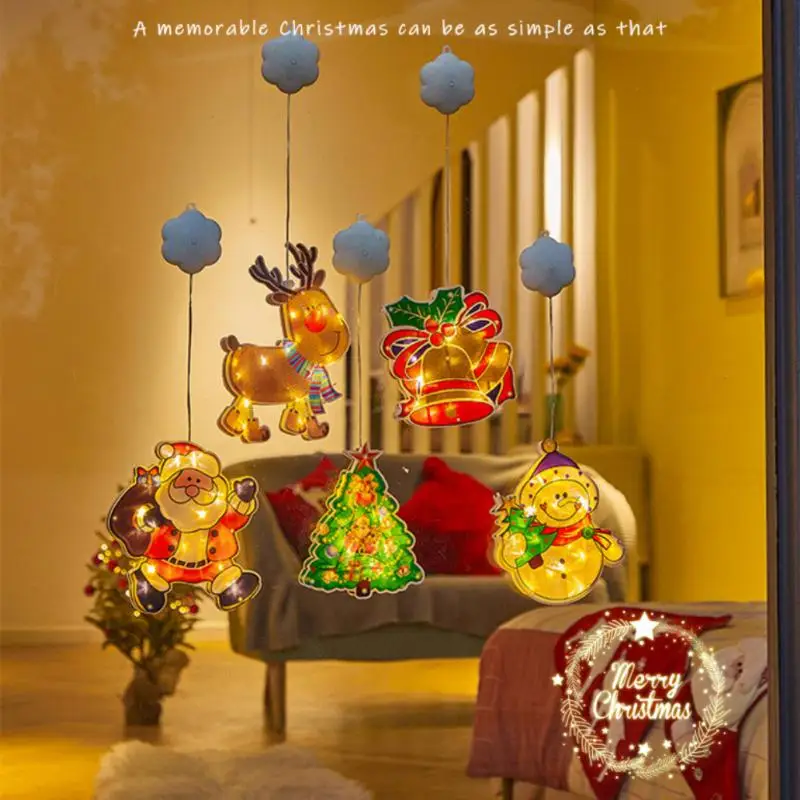 

1pcs Santa Claus Led Suction Cup Window Hanging Lights Christmas Decorative Atmosphere Scene Decor Festive Decorative Lights