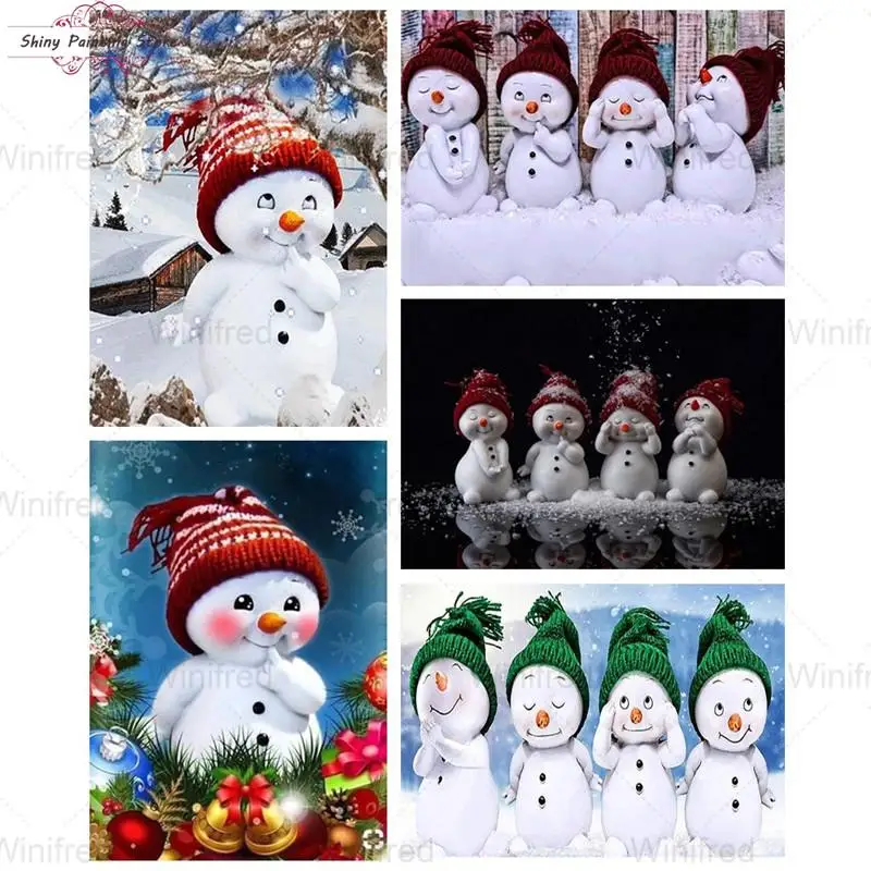 

Набор для алмазной живописи, картина 5D «сделай сам» с изображением милого снеговика, мозаика с полным заполнением, зимний семейный декор, Ро...