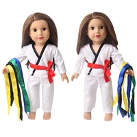 18 inch american doll girls taekwondo costume 43 cm boy dolls clothes martial arts clothing casual sportswear baby toys gift d24
