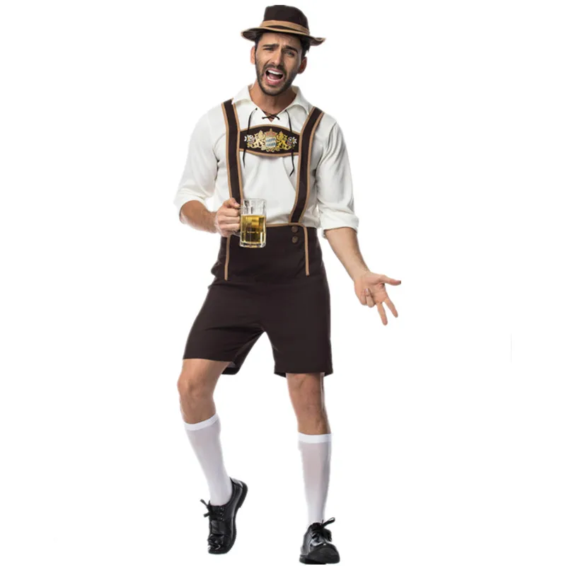 Disfraz tradicional de Oktoberfest para hombre adulto, disfraz de Lederhosen, Baviera, Octoberfest, cerveza alemana