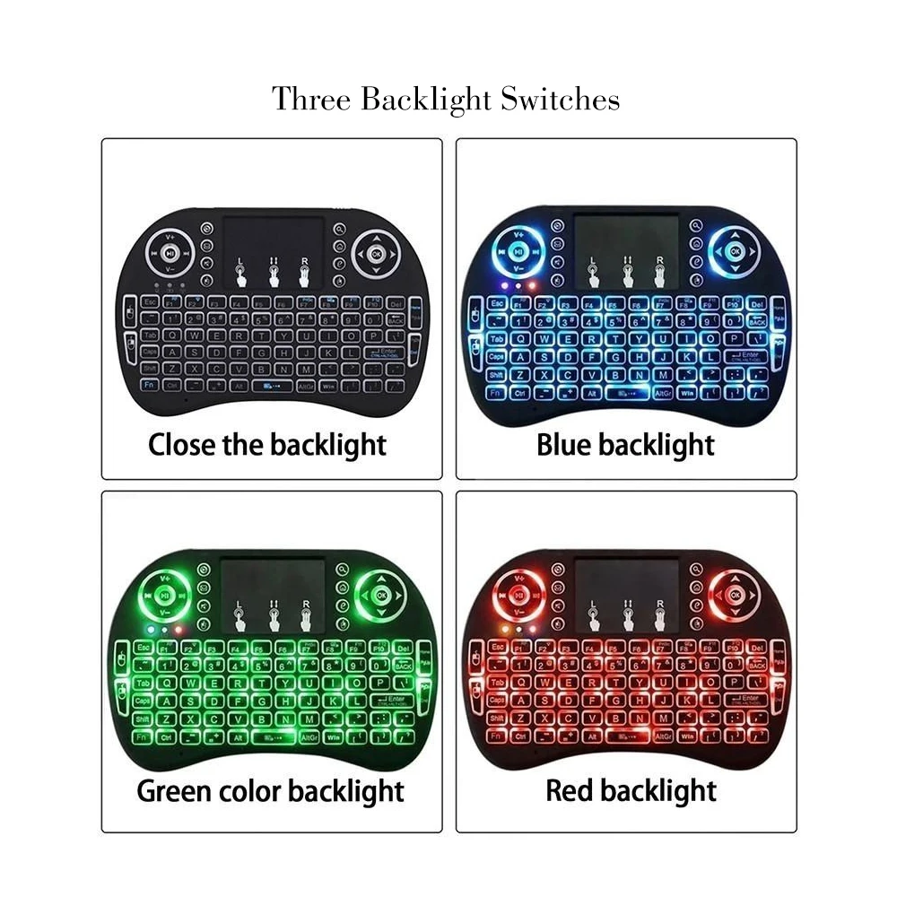 

i8 Mini Wireless Keyboard 3 Colot Backlit English Russian Spanish Air Mouse Touchpad Hangheld For Smart TV Box H96MAX PC Laptop