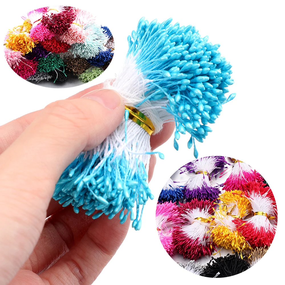 400 шт. 1 мм Двойные головки ручной работы искусственные тычинки в виде цветов и
