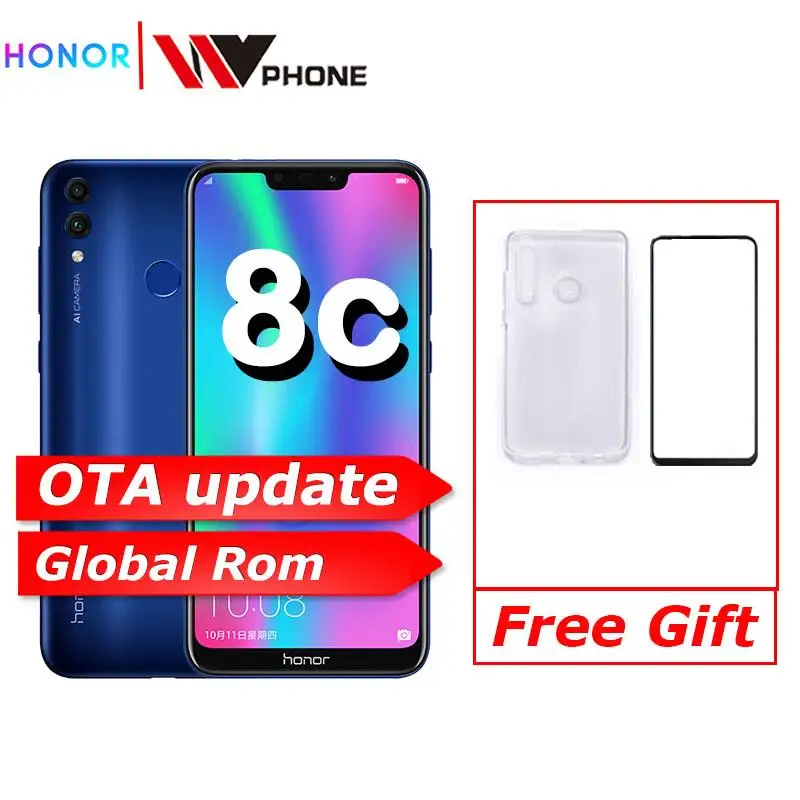 8c Honor 8c 3 слота Face ID 6,26 дюймов Восьмиядерный процессор Snapdragon 632, фронтальная камера 4000 МП, двойная камера заднего вида мАч