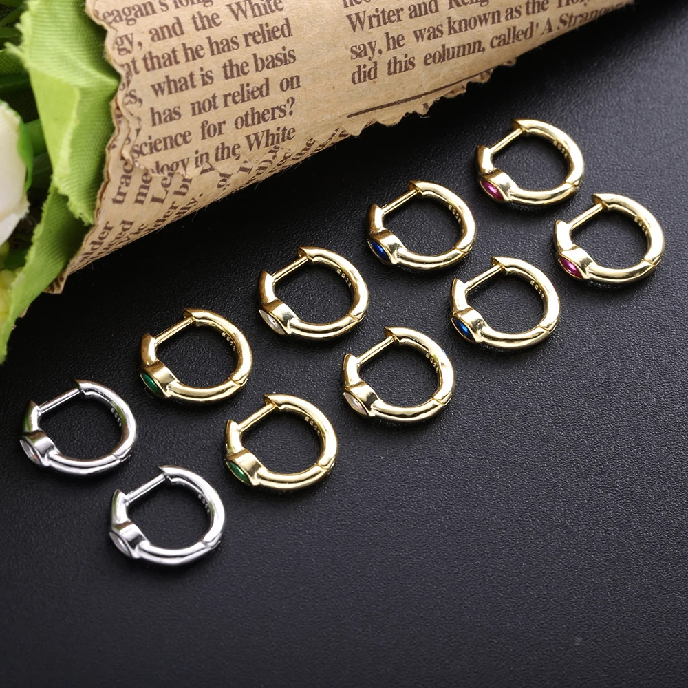 

Slovecabin 925 Sterling Silver Clip On Earrings With CZ For Women Classic Huggies Hoop Earrings Femme Luxury Silver 925 Jewelry