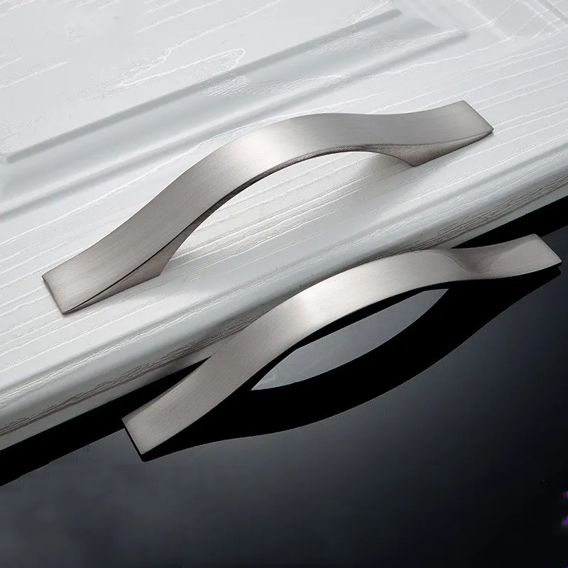 1 шт. современные дверные ручки для шкафа цинковый сплав матовое серебро ящика