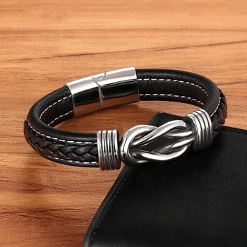 Men's Leather Bracelet Stainless Steel Combination 4