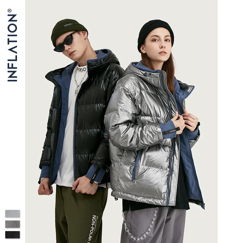 Мужская стеганая куртка INFLATION Теплая с капюшоном толстая верхняя одежда 9766 Вт для