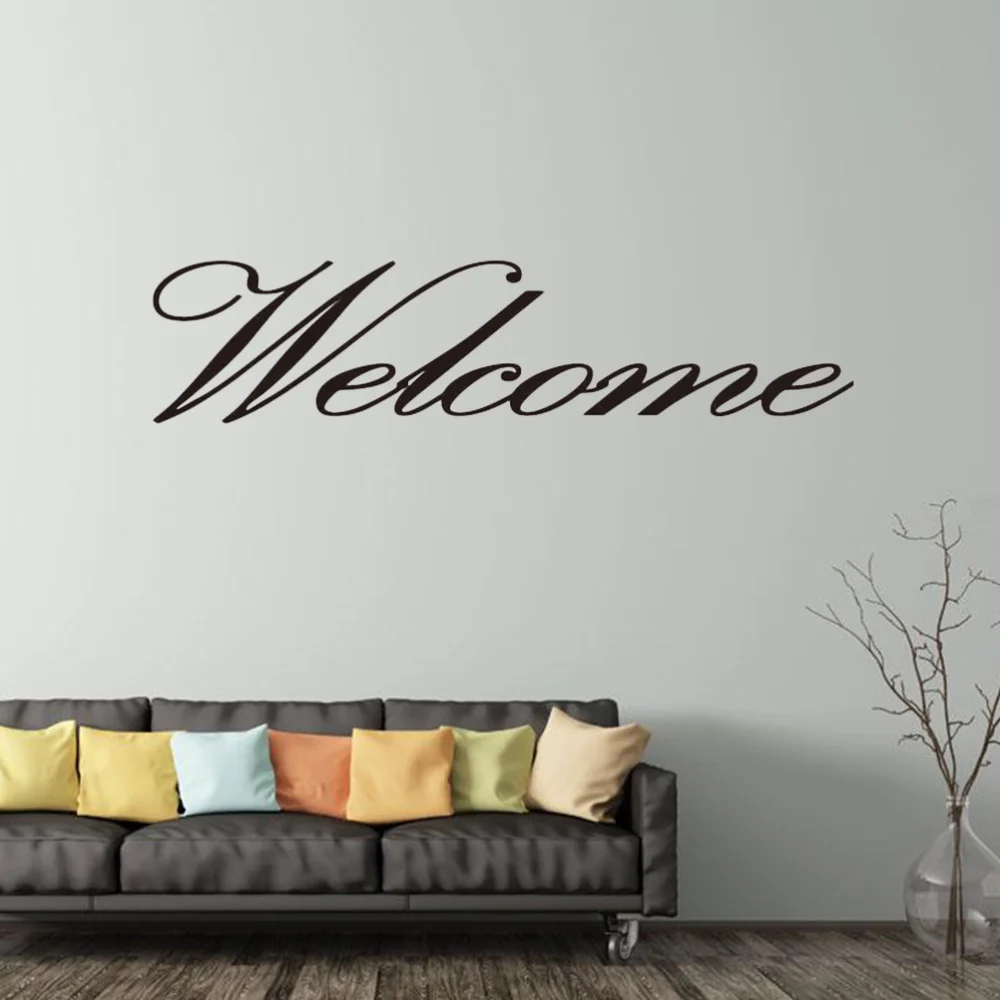 

Black Vinyl English Words Welcome Wall Sticker Home Decor for Living Room Decal Stick on Wall