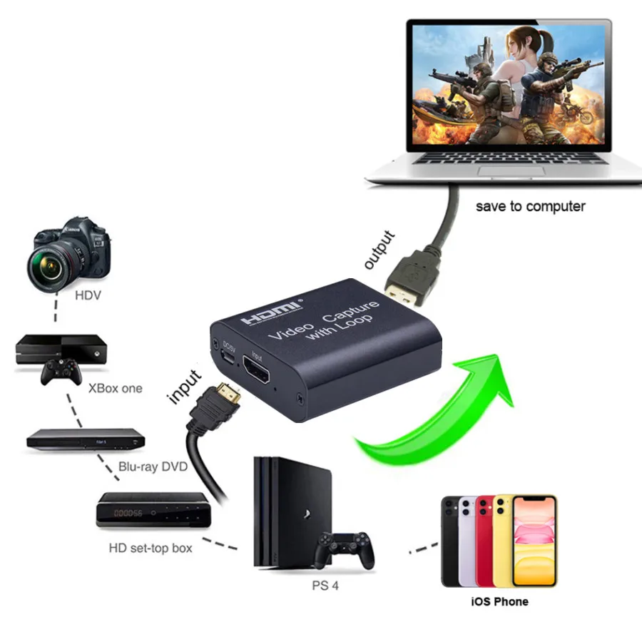 Карта видеозахвата 4K 30hz Loop HD карта захвата запись видео 1080P прямая трансляция USB