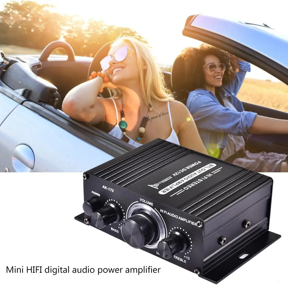 

Mini Auto Stereo Amplifier Two Channel Output DC12V Car Audio Amplifier High Bass Stereo Amplifier For Motorcycle Home Boat