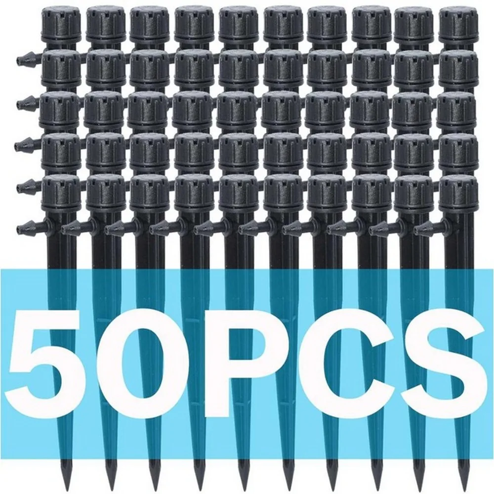 

360 Degree Adjustable Water Flow Irrigation Drippers Sprinkler Emitter Drip System Spraying 8 Holes Drippers Sprinkler 50 Pcs