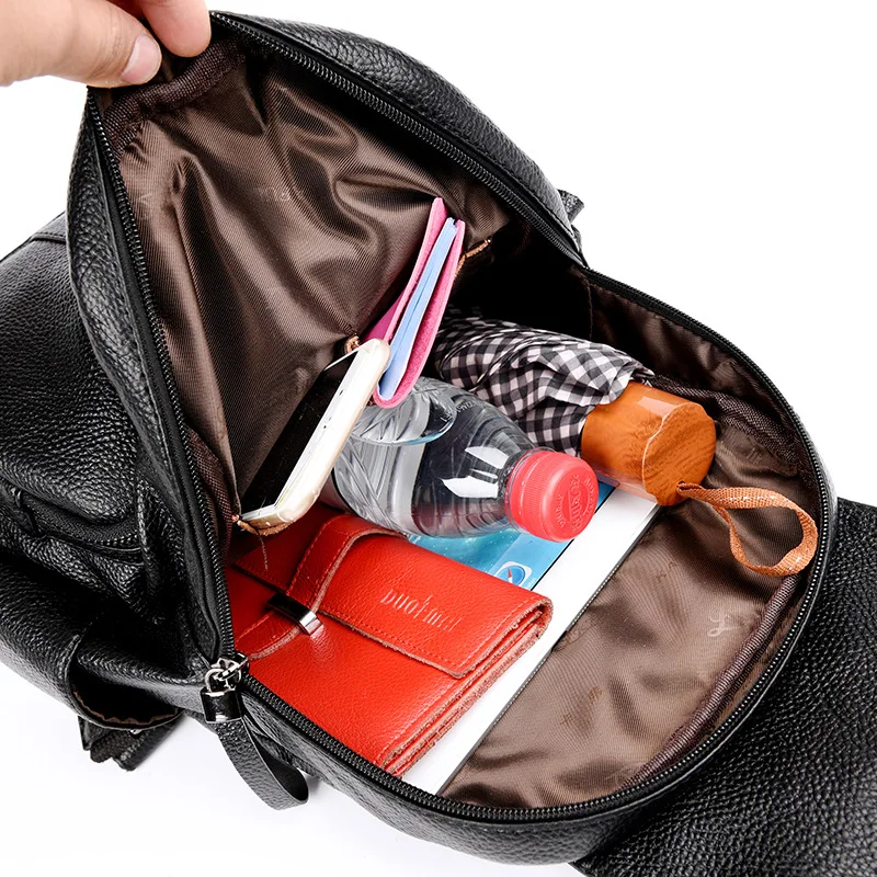 

Fashion Tassel Genuine Leather Women Backpack Casual School Bags For Teenagers Girls High Quality Female Travel BackPacks