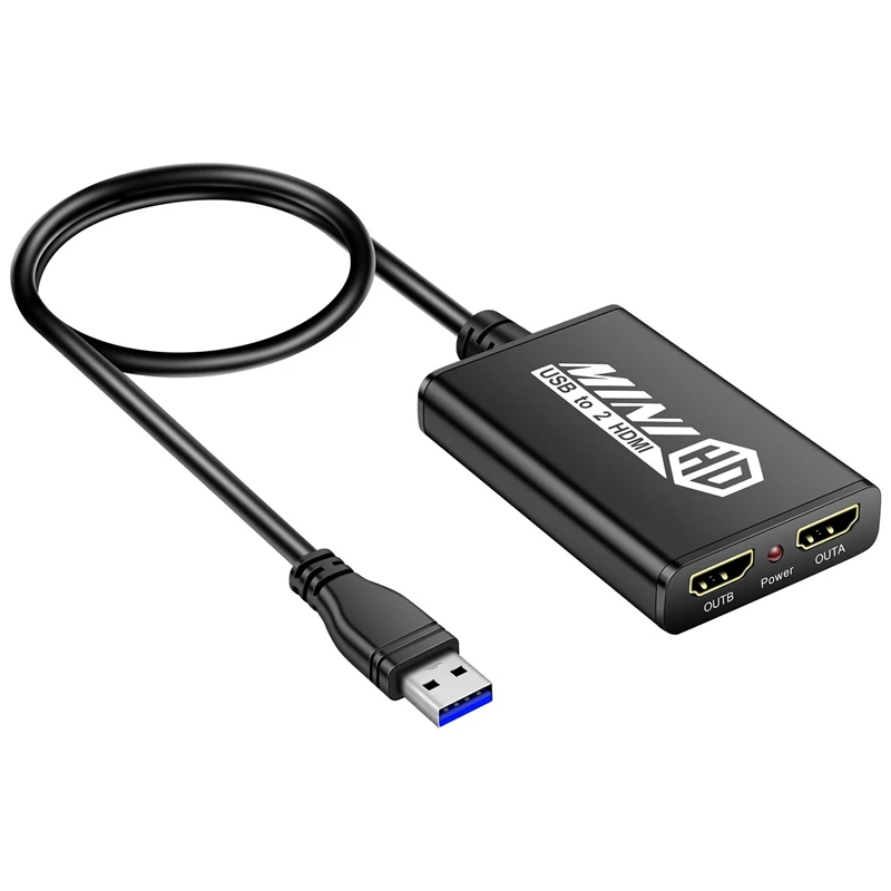 

Преобразователь, USB3.0 в двойной Hdmi преобразователь высокой четкости с низким энергопотреблением, совместимый с настольными компьютерами, н...