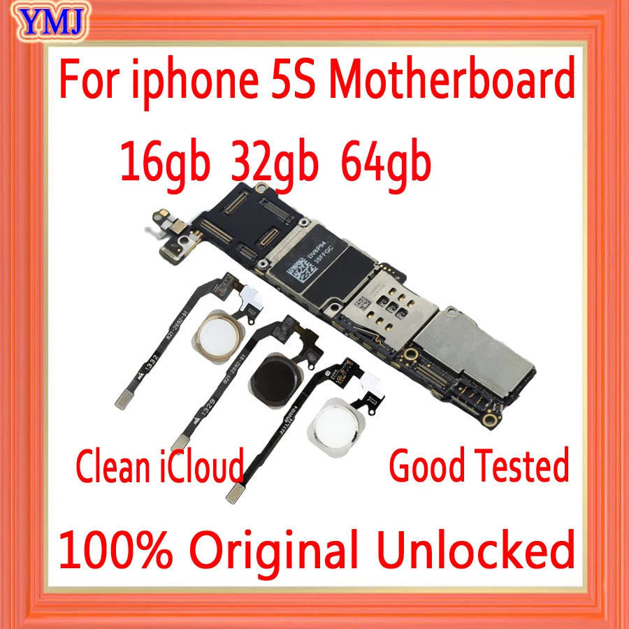 

16gb 32gb 64gb Original unlocked for iphone 5S Motherboard with / Without Touch ID for iphone 5S Logic boards with IOS System